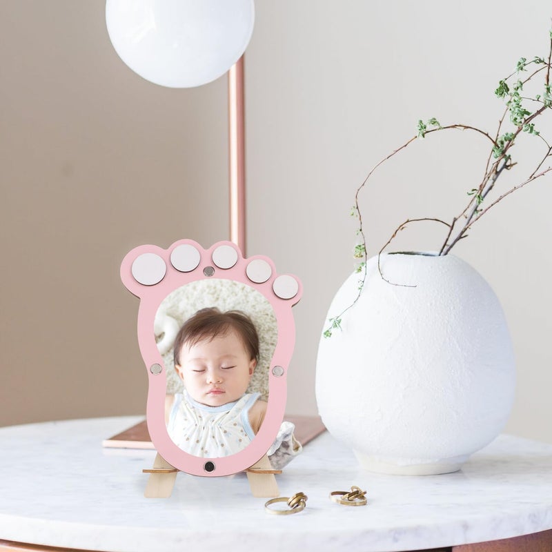 Pink Baby Growth Milestone Photo Frame Footprint Record Keepsake For Newborn - Image 5