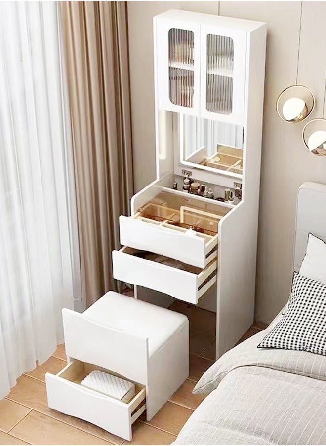 Modern Design Vanity Desk with Flip Top Mirror and Led Adjustable Brightness Lights White Vanity with Ample Storage Cushioned Stool Dressing Table for Bedroom Furniture 47.6x39.8x160 cm - pzsku/Z9BBA355E62E4ADAEE9D8Z/45/_/1731514588/3257c2b7-90cc-4f17-8254-ac63eeced069