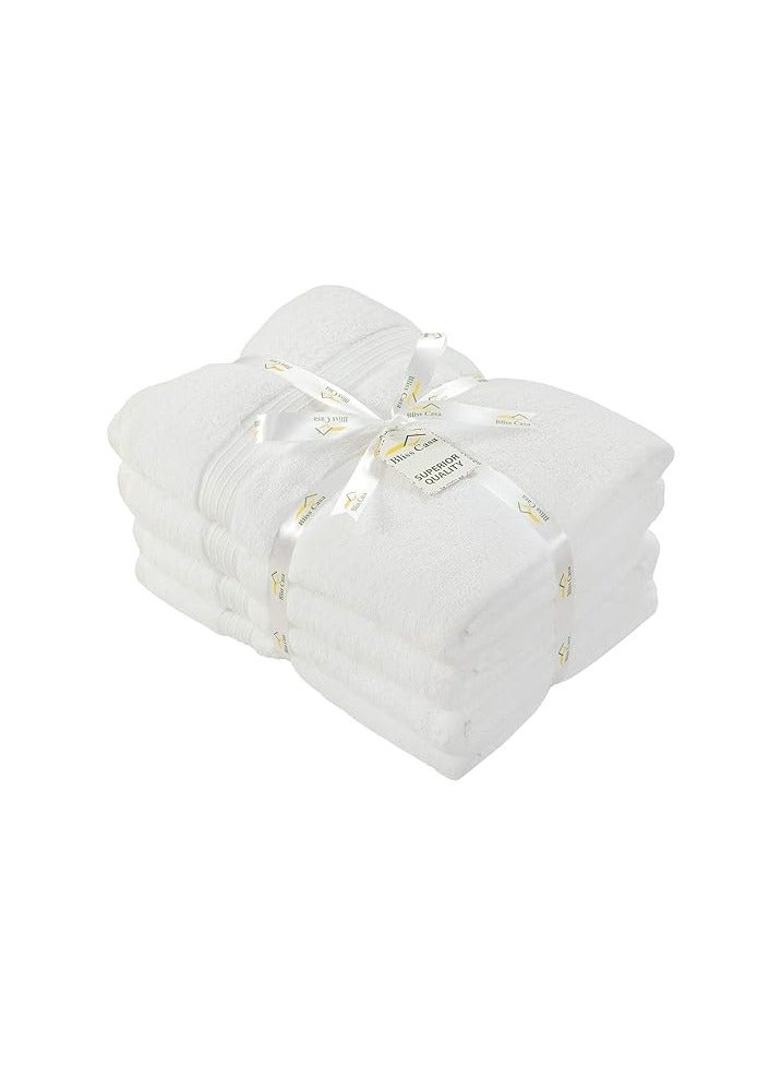 Comfy طقم مناشف فندقية بيضاء عالية الامتصاص من القطن المشطوف - 70 × 140 سم، مكون من 4 قطع مريحة - Image 4