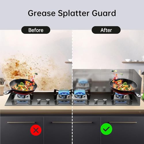 Saifix 4 Sided Splatter Guard Foldable Stainless Steel Kitchen Shield Oil Splash Guard, Backsplash for Stove Frying Pan Gas Protector, Oil Proof Baffle Splatter Guard(76 * 38 * 38) Steel - Image 4