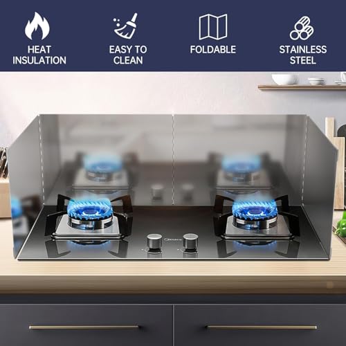 Saifix 4 Sided Splatter Guard Foldable Stainless Steel Kitchen Shield Oil Splash Guard, Backsplash for Stove Frying Pan Gas Protector, Oil Proof Baffle Splatter Guard(76 * 38 * 38) Steel - Image 5