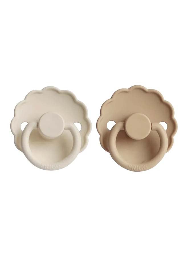 FRIGG Daisy Silicone Baby Pacifier 0-6M 2-Pack Cream/Croissant - Size 1 - Image 1