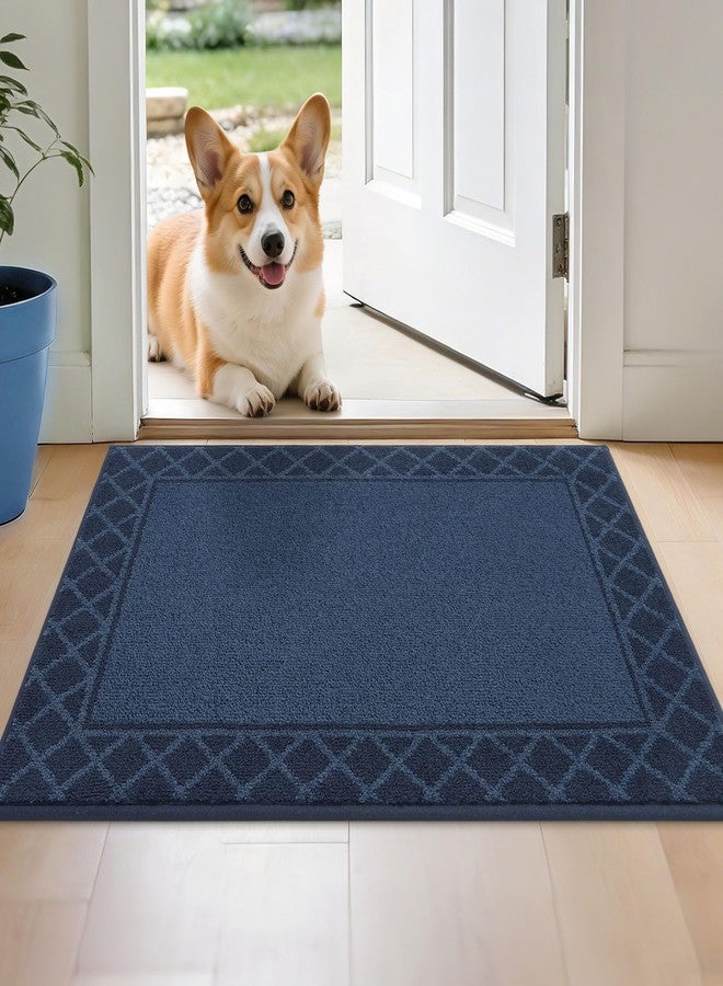 BEQHAUSE Door Mat Indoor Entrance Dirt Trapper Rugs for Entryway Non Slip Welcome Mat Absorbent Floor Mat Low Profile Washable Front Doormat for Dirty Paws, 24" x 36", Navy Blue - Image 1