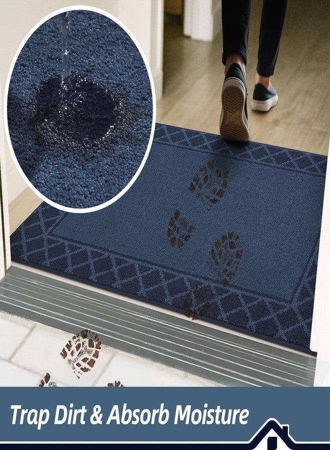 BEQHAUSE Door Mat Indoor Entrance Dirt Trapper Rugs for Entryway Non Slip Welcome Mat Absorbent Floor Mat Low Profile Washable Front Doormat for Dirty Paws, 24" x 36", Navy Blue - Image 4