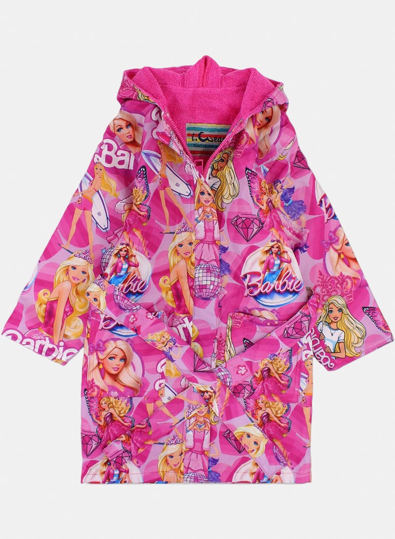 Girls Waterproof Swim Robe – Pink with Barbie Print (65*40)