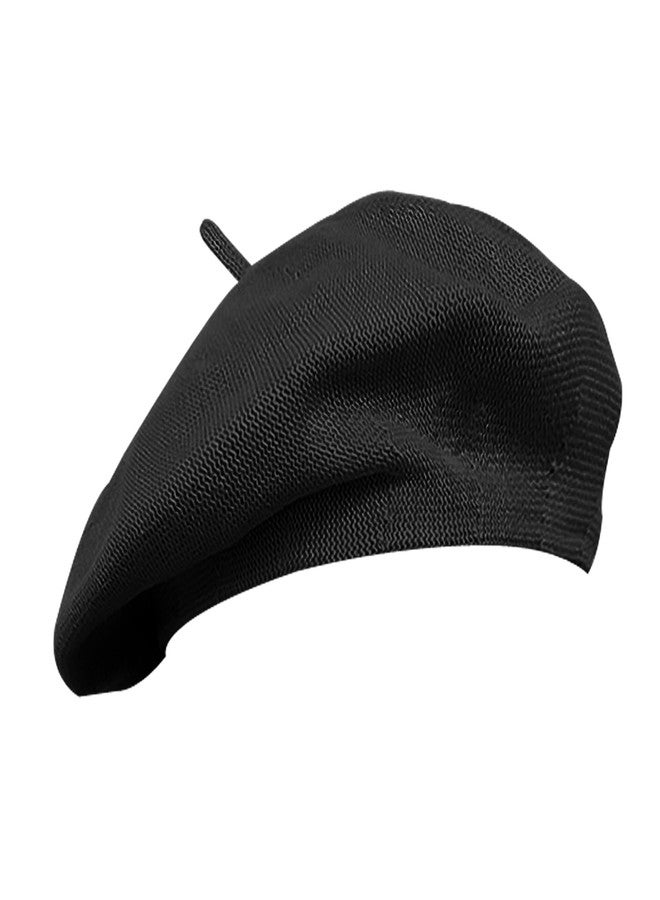 ZARSIO Cotton French Beret Hat Summer Knitted Soft Thin Beret Hat Slouchy Loose Painters Hat Solid Color for Women (US, Numeric, 7 1/4, 7 1/2, Black) - Image 2