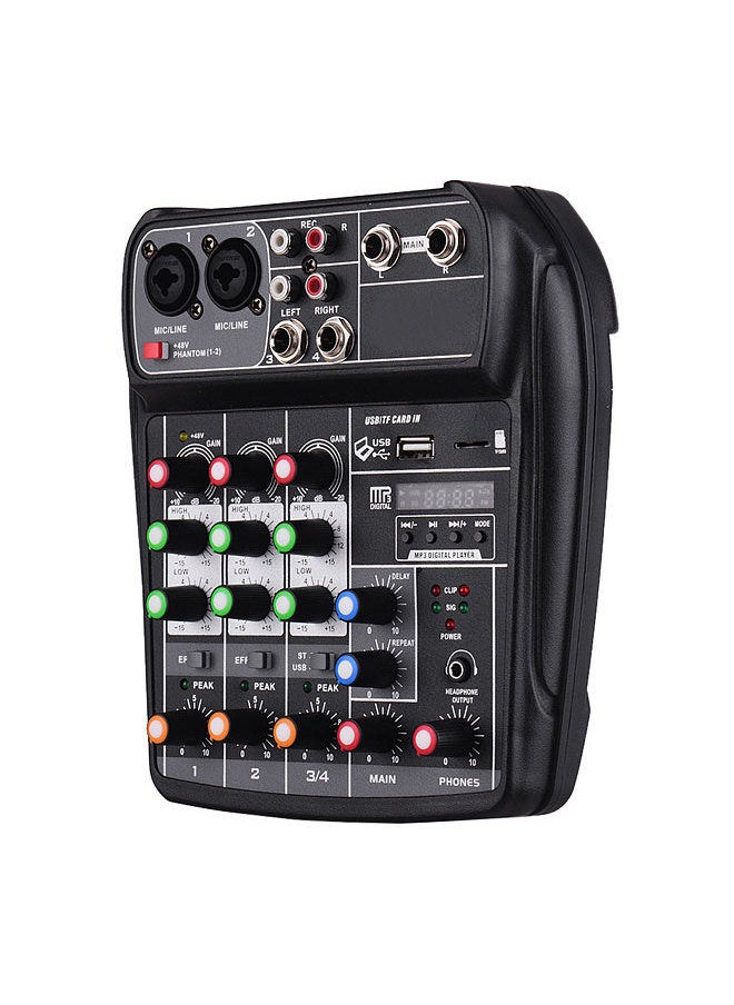 Generic - AI-4 Compact Mixing Console Digital Audio Mixer 4-Channel BT MP3 USB Input +48V Phantom Power for Music Recording DJ Network Live Broadcast Karaoke - Image 1