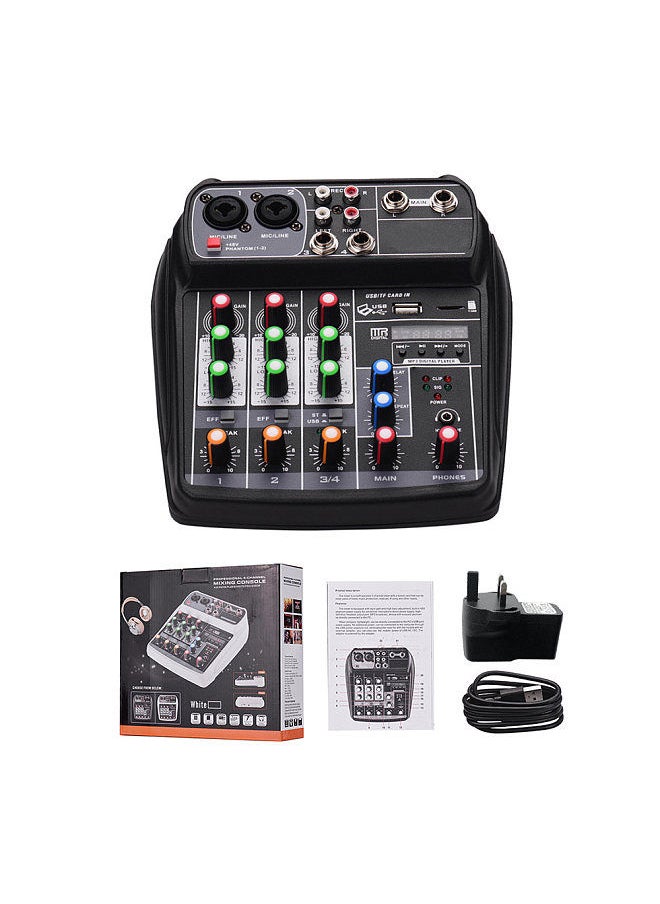 Generic - AI-4 Compact Mixing Console Digital Audio Mixer 4-Channel BT MP3 USB Input +48V Phantom Power for Music Recording DJ Network Live Broadcast Karaoke - Image 1