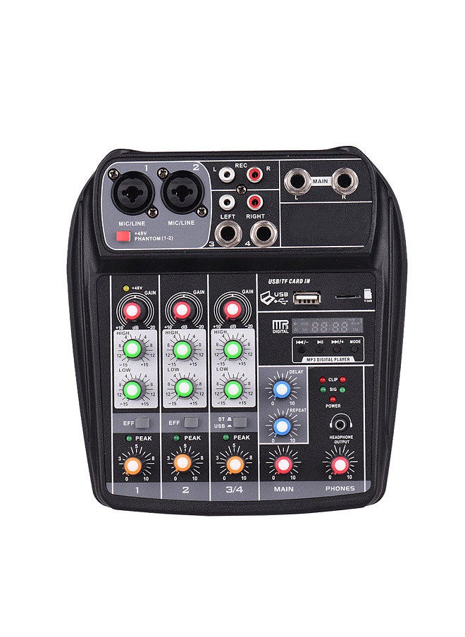 Generic - AI-4 Compact Mixing Console Digital Audio Mixer 4-Channel BT MP3 USB Input +48V Phantom Power for Music Recording DJ Network Live Broadcast Karaoke - Image 1