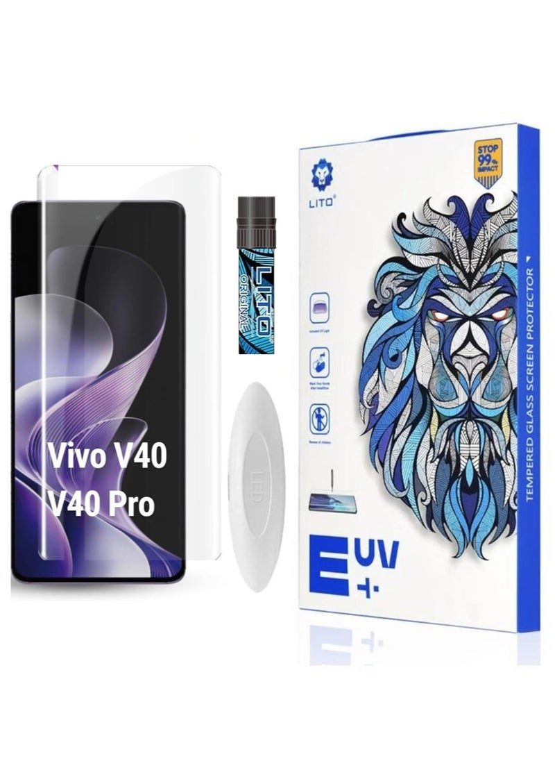ليتو - واقي شاشة Lito Vivo V40 |V40 Pro 5G Premium UV Liquid Glue من الزجاج المقوى مع تغطية من الحافة إلى الحافة - Image 1