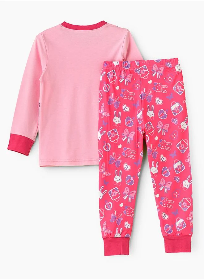 babyqlo Happy Bunny Glow-in-the-Dark Pajama Set for Girls