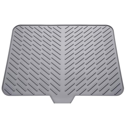 LKYLIVE Silicone Drying Mat, 23"X17" With Built-in Drain Lip,Heat-Resistant,Eco-friendly,Hygienic Drying Pad,Leak-Proof and Non-Slip,Silicone Dish Drying Mat for Kitchen Counter or Sink（Gray 23X17） - Image 1