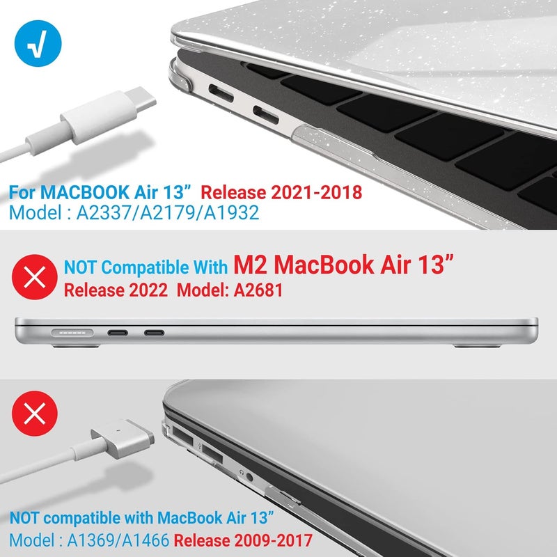 I Benzer Compatible with New MacBook Air 13 inch Case 2022 2021 2020 M1 A2337 A2179 A1932, Plastic Hard Shell Case with Keyboard Cover for Mac Retina Display with Touch ID, Star Clear, AT13-S-CL+1 - Image 4