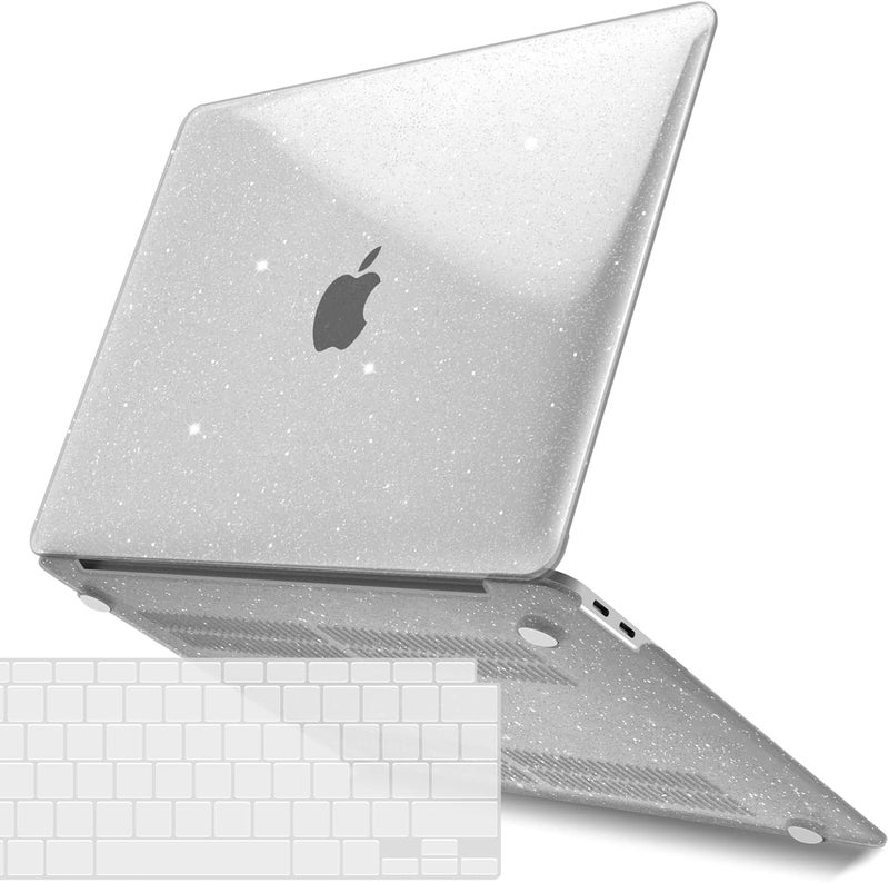 I Benzer Compatible with New MacBook Air 13 inch Case 2022 2021 2020 M1 A2337 A2179 A1932, Plastic Hard Shell Case with Keyboard Cover for Mac Retina Display with Touch ID, Star Clear, AT13-S-CL+1 - Image 1