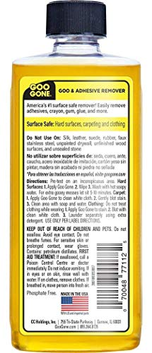 Goo Gone Original - 8 Ounce - Surface Safe Adhesive Remover Safely Removes Stickers Labels Decals Residue Tape Chewing Gum Grease Tar - Pack of 2 - Image 2