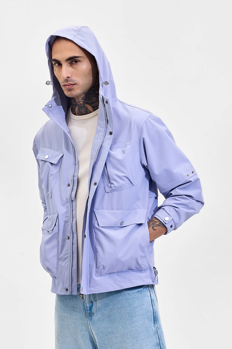 SNITCH جاكيت بغطاء رأس وجيوب متعددة باللون اللافندر