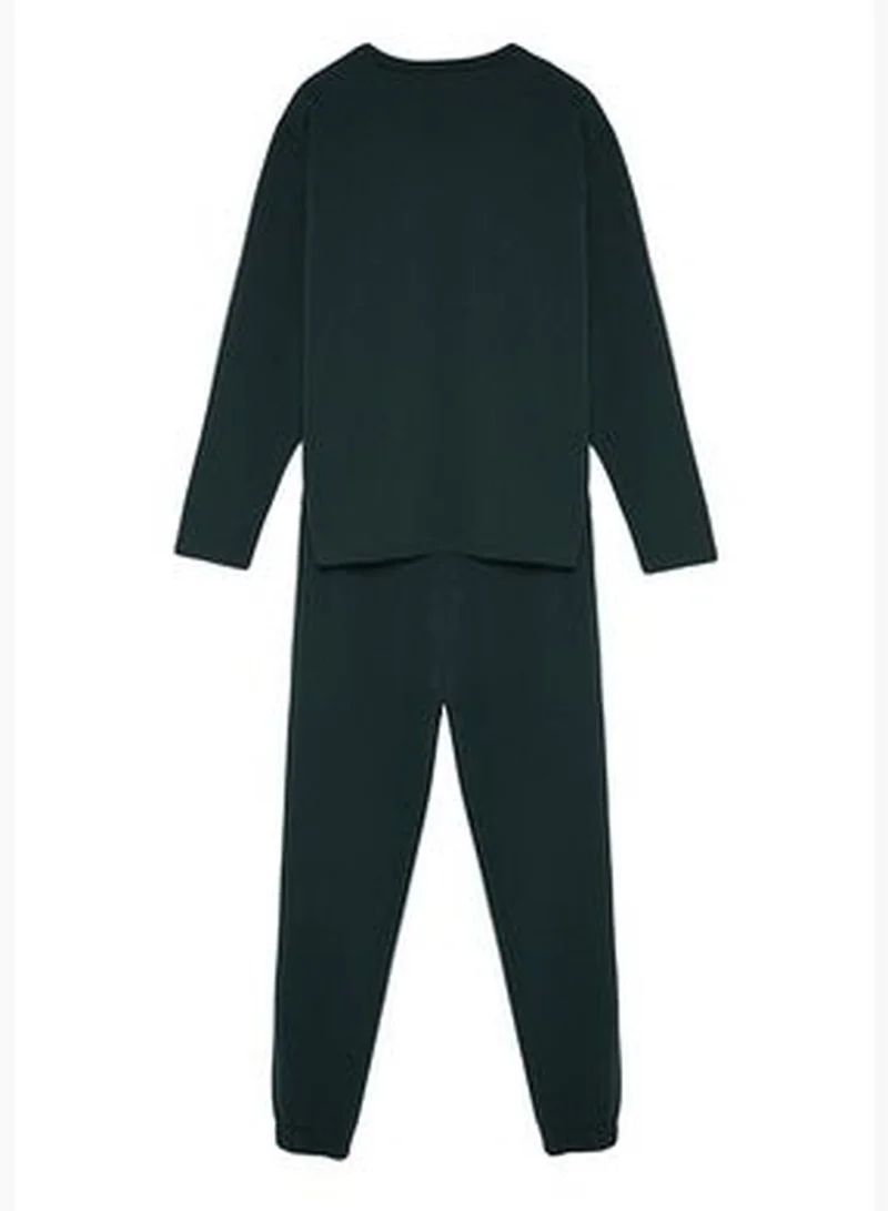 trendyol Green Men's Regular Fit Printed Knitted Pajamas Set