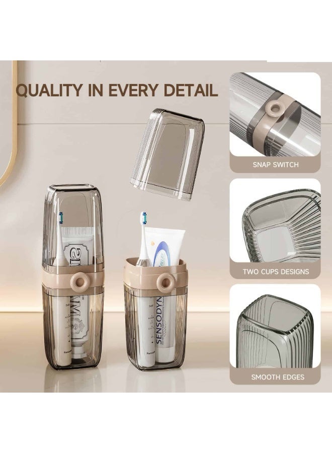 Anmi 2-in-1 Travel Toothbrush Holder with Cover, Large Capacity Portable Rinse Cup for Travel & Camping (Clear, 1-Pack) - Image 4