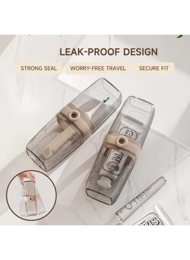 Anmi 2-in-1 Travel Toothbrush Holder with Cover, Large Capacity Portable Rinse Cup for Travel & Camping (Clear, 1-Pack) - Image 3