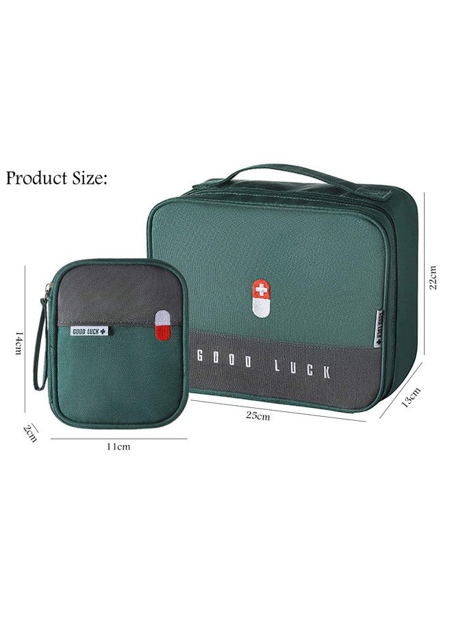 HOUSE OF QUIRK House of Quirk Polyester Portable First Aid Empty Kit Pouch Emergency Survival Bag Medicine Bag For Home Office Travel Camping Sport Backpacking (Design 2 Green) - Image 3