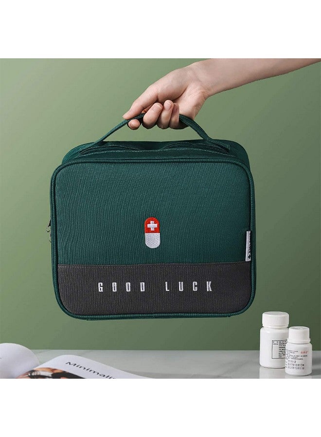 HOUSE OF QUIRK House of Quirk Polyester Portable First Aid Empty Kit Pouch Emergency Survival Bag Medicine Bag For Home Office Travel Camping Sport Backpacking (Design 2 Green) - Image 2