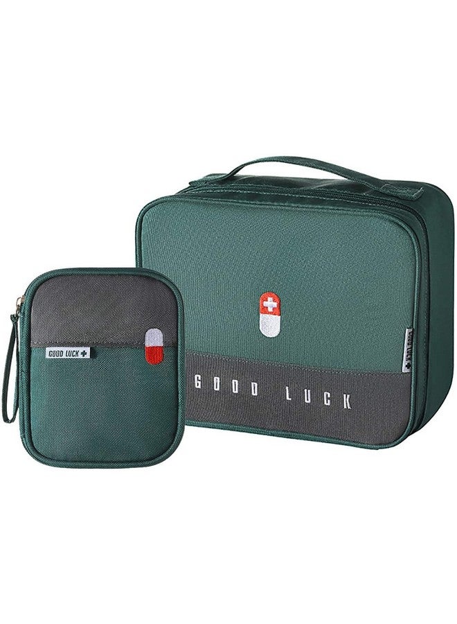 HOUSE OF QUIRK House of Quirk Polyester Portable First Aid Empty Kit Pouch Emergency Survival Bag Medicine Bag For Home Office Travel Camping Sport Backpacking (Design 2 Green) - Image 1