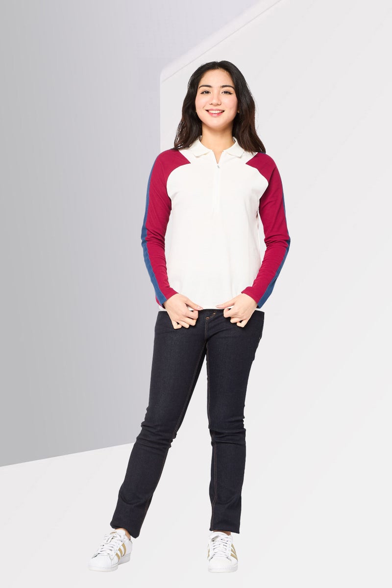 LACOSTE Women Regular Fit Embroidered Logo Long Sleeve Polo Shirt, Multicolor - Image 4