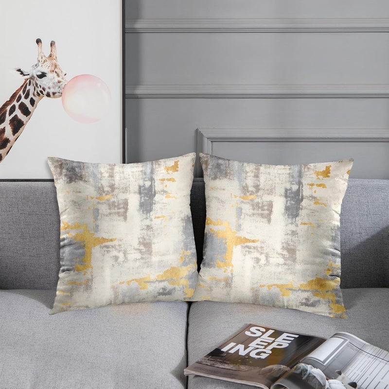 Britimes Throw Pillow Covers Modern Home Art Decor, 20 x 20 Inches Set of 2 Abstract Oil Painting Pillowcases for Bedroom, Living Room, Cushion Couch Sofa, Abstract Golden Grey - Image 4