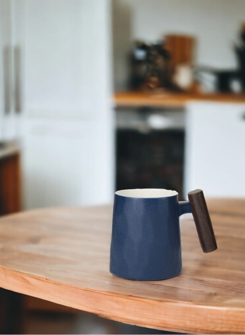 Tealand Porcelain Mug w/ Rosewood handle, dark blue - Image 1