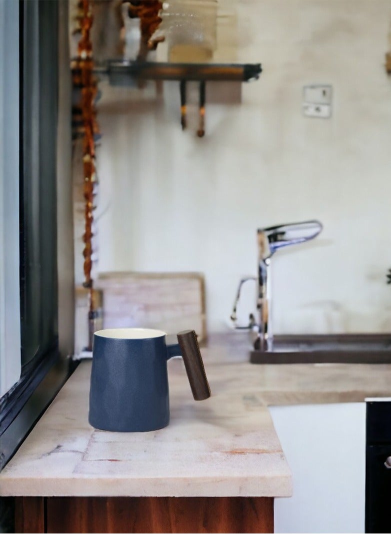 Tealand Porcelain Mug w/ Rosewood handle, dark blue - Image 3