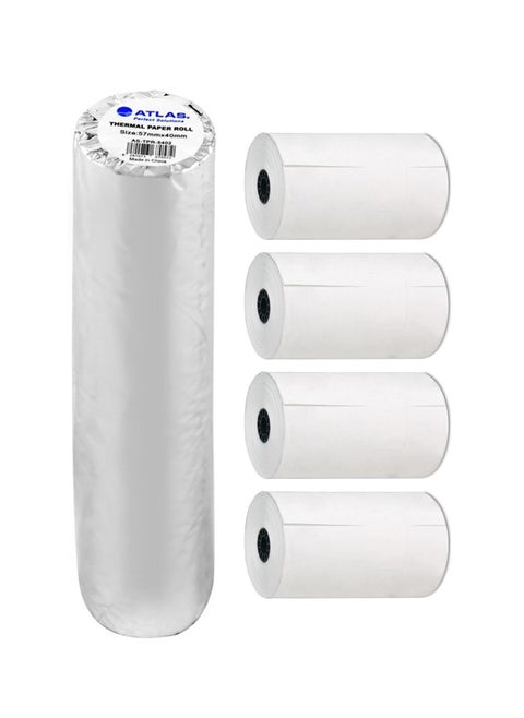 4-Piece Thermal Receipt Paper For POS Machines And Credit Card Terminals 57x40mm Size