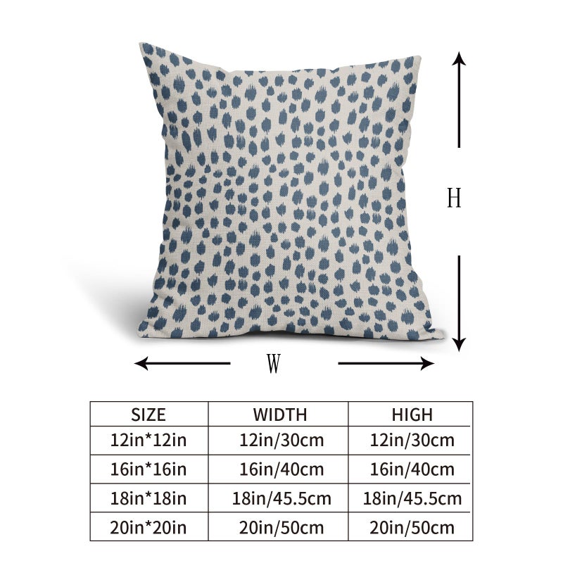 Sweetshow Dusty Blue Cream Pillow Covers 18x18 Set of 2 Boho Design Polka Dot Throw Pillows Modern Brush Strokes Print Decorative Outdoor Pillowcase Square Cushion Cover Linen Pillow Case for Sofa Couch Bed - Image 5