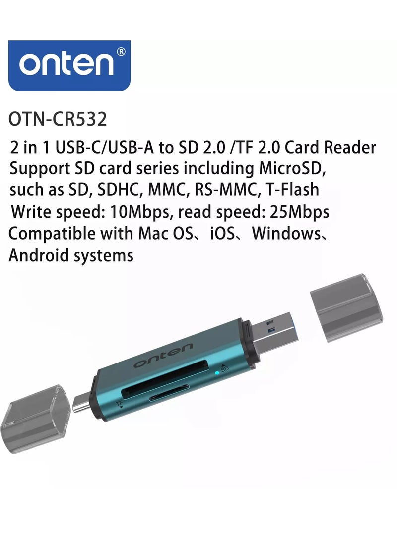 أونتن - CR532 USB، USB C 2 في 1 قارئ بطاقات SD2.0 /TF2.0 - Image 1