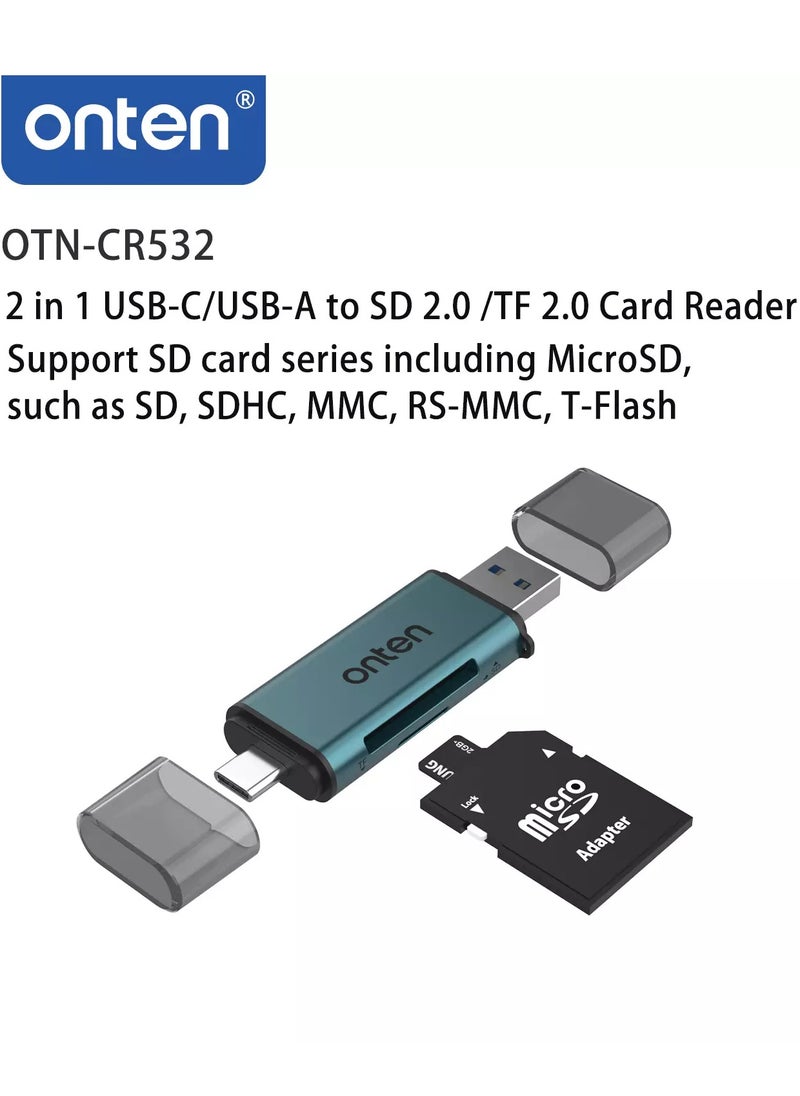 أونتن - CR532 USB، USB C 2 في 1 قارئ بطاقات SD2.0 /TF2.0 - Image 1