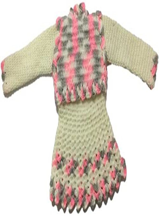 Cute Collection Handmade Woolen Frock Cum Sweater for 6 to 12 Months Baby Girls Multicolored - Image 2