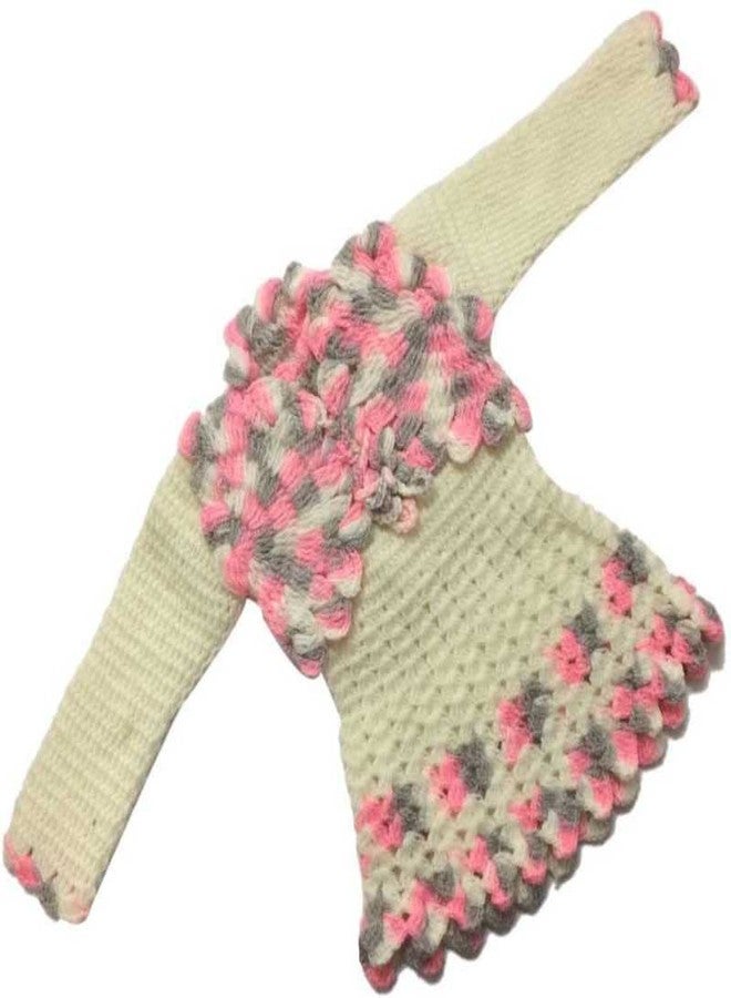 Cute Collection Handmade Woolen Frock Cum Sweater for 6 to 12 Months Baby Girls Multicolored - Image 3