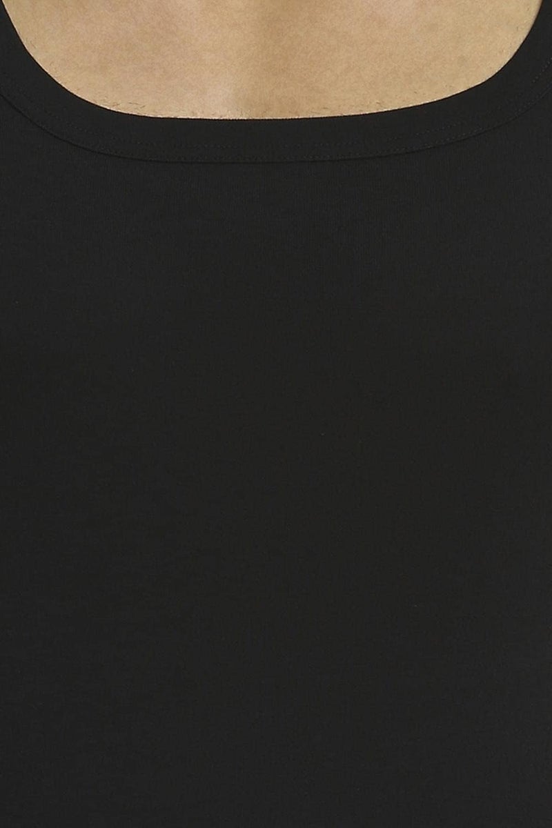 Van Heusen Men Athleisure Moisture Wicking Gym Slim Fit Vest - 100% Combed Cotton - Ultra Soft, Extended Length_60077_Black_M - Image 2