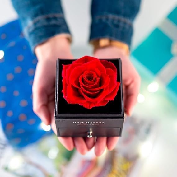 Bindex Preserved Rose Flower Gifts for Women Real Rose Flower with Heart Necklace Eternal Flowers Rose Gifts Infinity Fresh Flower with Jewelry Gift for Birthday Gift Women - Image 3