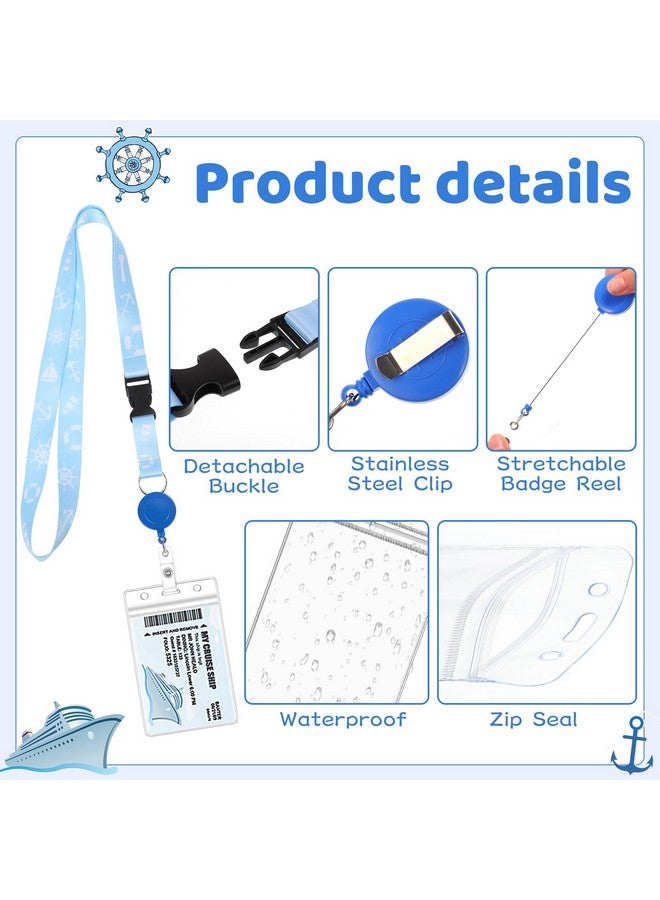 Prudiut Cruise Ship Essentials Must Haves Set, 2 Pack Lanyards For Cruise Ship Cards With Id Holder And 4 Pack Cruise Luggage Tags Holder With 2 Pack Waterproof Phone Pouch & 2 Pcs Cruise Chairs Towel Bands - Image 3
