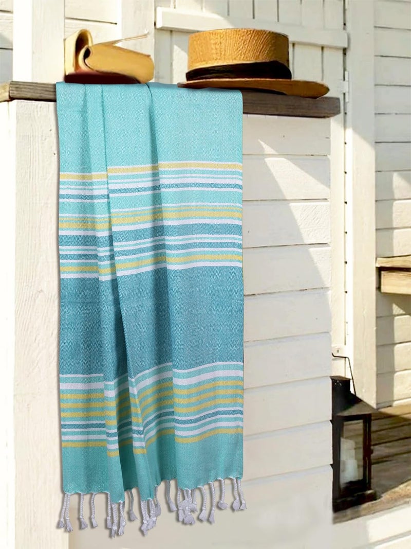 BIANCA Ultra Soft Turkish Hammam Towel 100% Cotton -1pc Bath Towel (Jadore) | Extreme Soft Turkish Hamam Towel | Quick Dry and Lightweight Stripe-Mint - Image 1