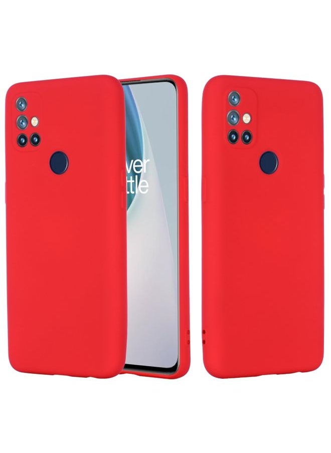HuHa - Case Cover For For OnePlus Nord N10 5G Pure Color Liquid Silicone Shockproof Full Coverage Case(Red) - Image 1