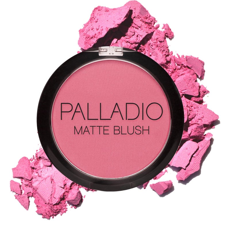 Palladio Matte Blush, Brushes onto Cheeks Smoothly, Soft Matte Look and Even Finish, Flawless Velvety Coverage, Effortless Blending Makeup, Flatters the Face, Convenient Compact, Bayberry - Image 1