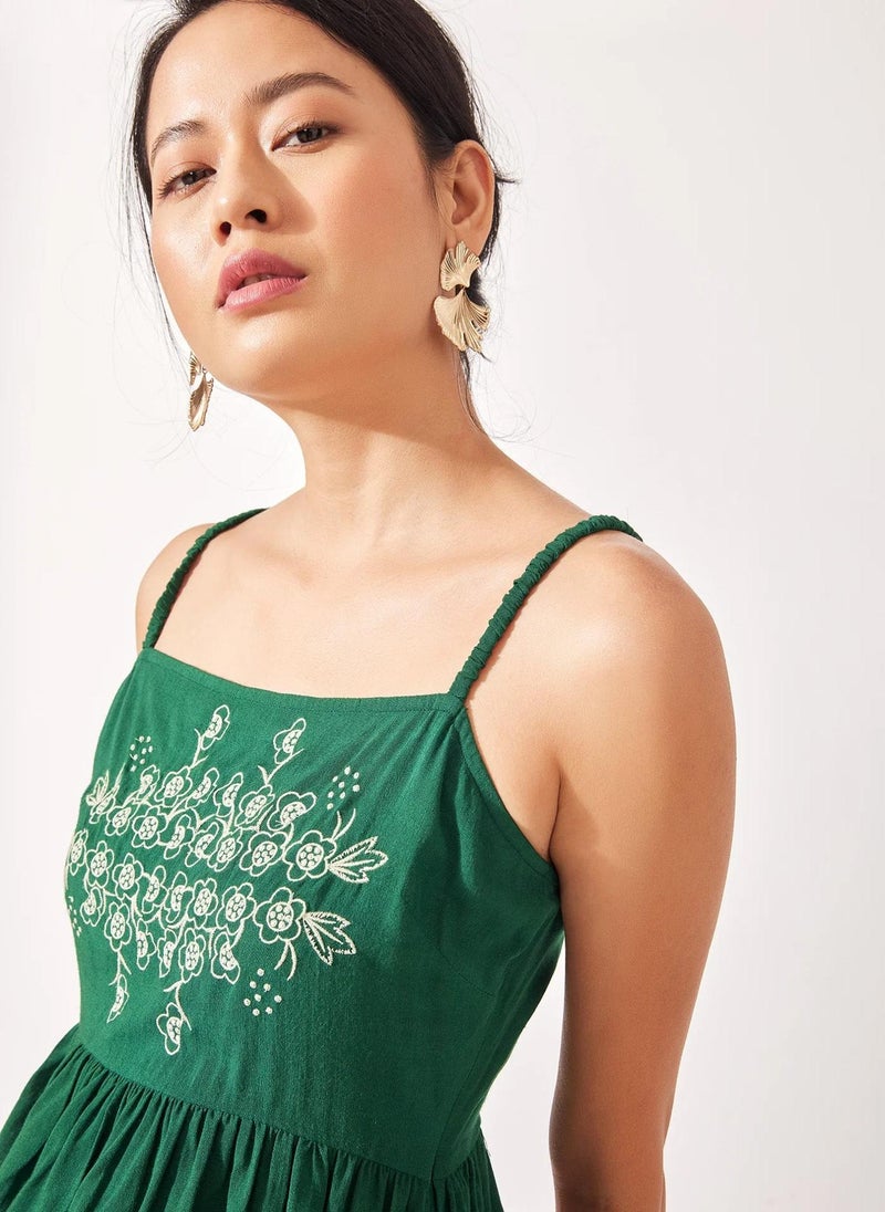 The Label Life Green Embroidered Peplum Cami  - Image 4