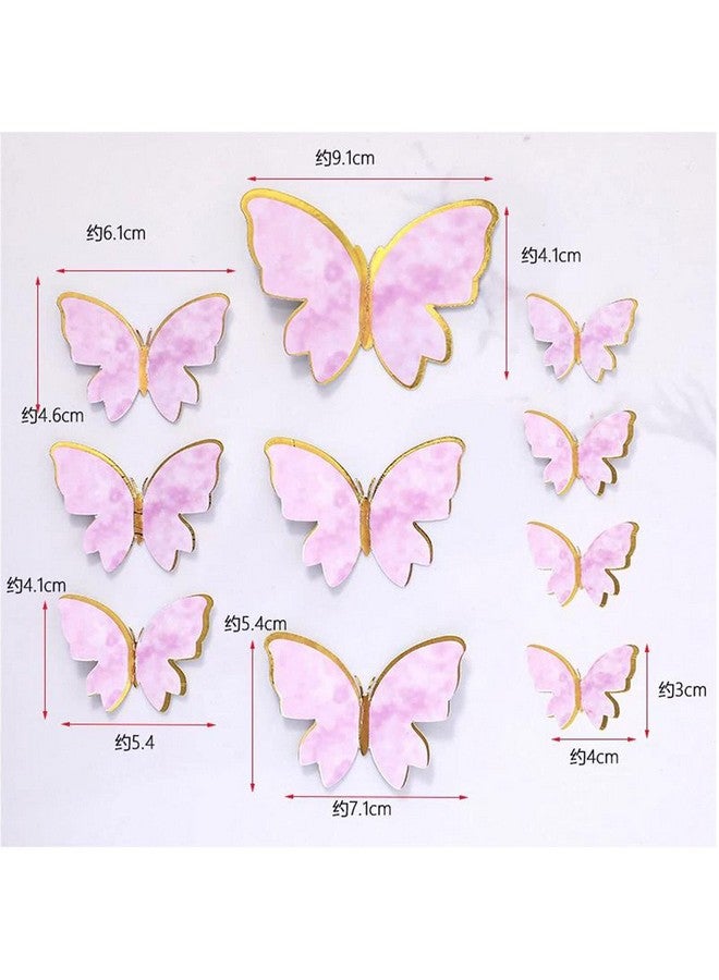 AIDVPOD 20PCS Pink Butterfly Cupcake Toppers and 1pcs Gold Metal Acrylic Panel Cake Toppers Cake Decorations for Girls Women Happy Birthday Wedding Party Food Supplies - Image 2