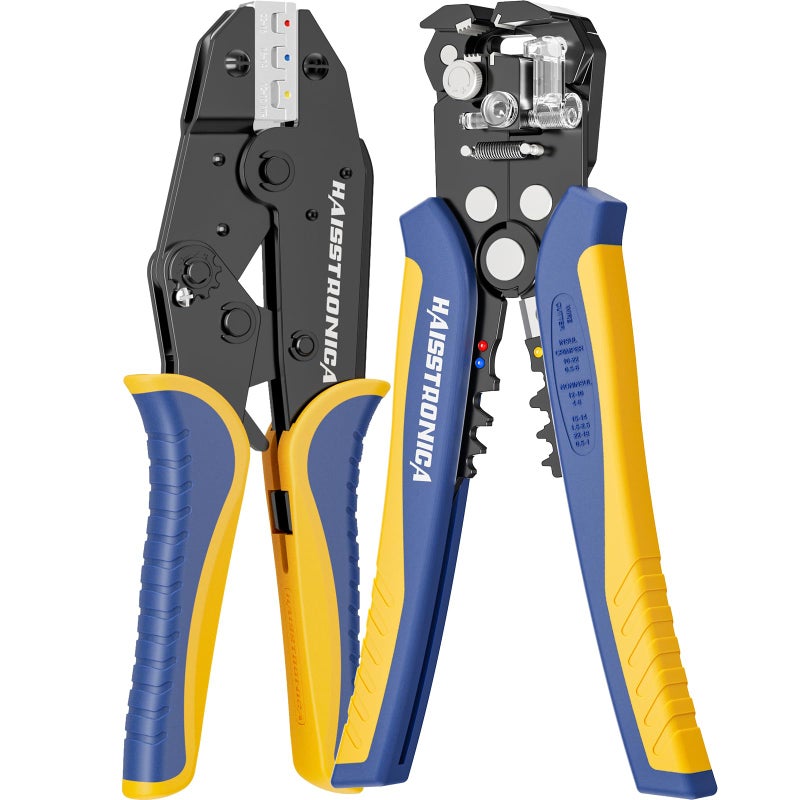 haisstronica haisstronica Wire Stripper and Crimping Tool,AWG 24-10 Automatic Stripper Tool with AWG 22-10 Ratchet Wire Crimper For Heat Shrink Connectors  - Image 1