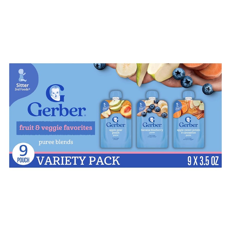 Gerber Toddler Fruit and Veggie Value Pack Baby Food Pouches - 9ct/3.5oz Each - Image 1