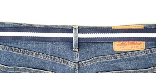 BC Belts Canvas Web Belt D-Ring Buckle 1.25" Wide Metal Tip Mulit-Color (Navy/Cream-M) - Image 5