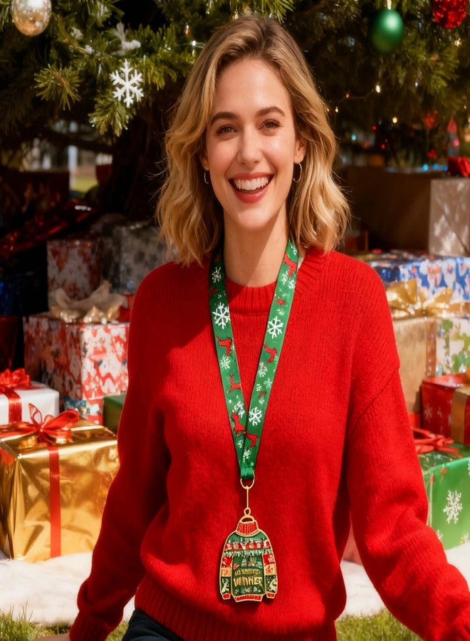 Dkomekii 3 Pcs Christmas Ugly Sweater Medal Award Contest Medals Christmas Tree Ornament for Ugly Sweater Contest 1st 2nd 3rd - Image 2