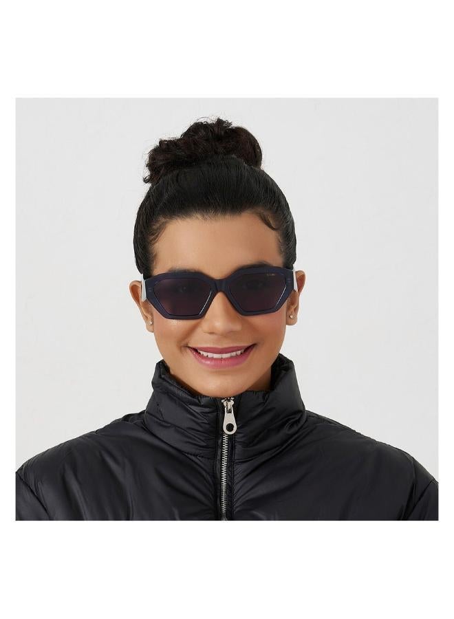 30 سندايز بلاك آوت ثيتا نظارة شمسية نسائية سداسية مع حماية من الأشعة فوق البنفسجية ٤٠٠ (أسود، رمادي) - Image 4