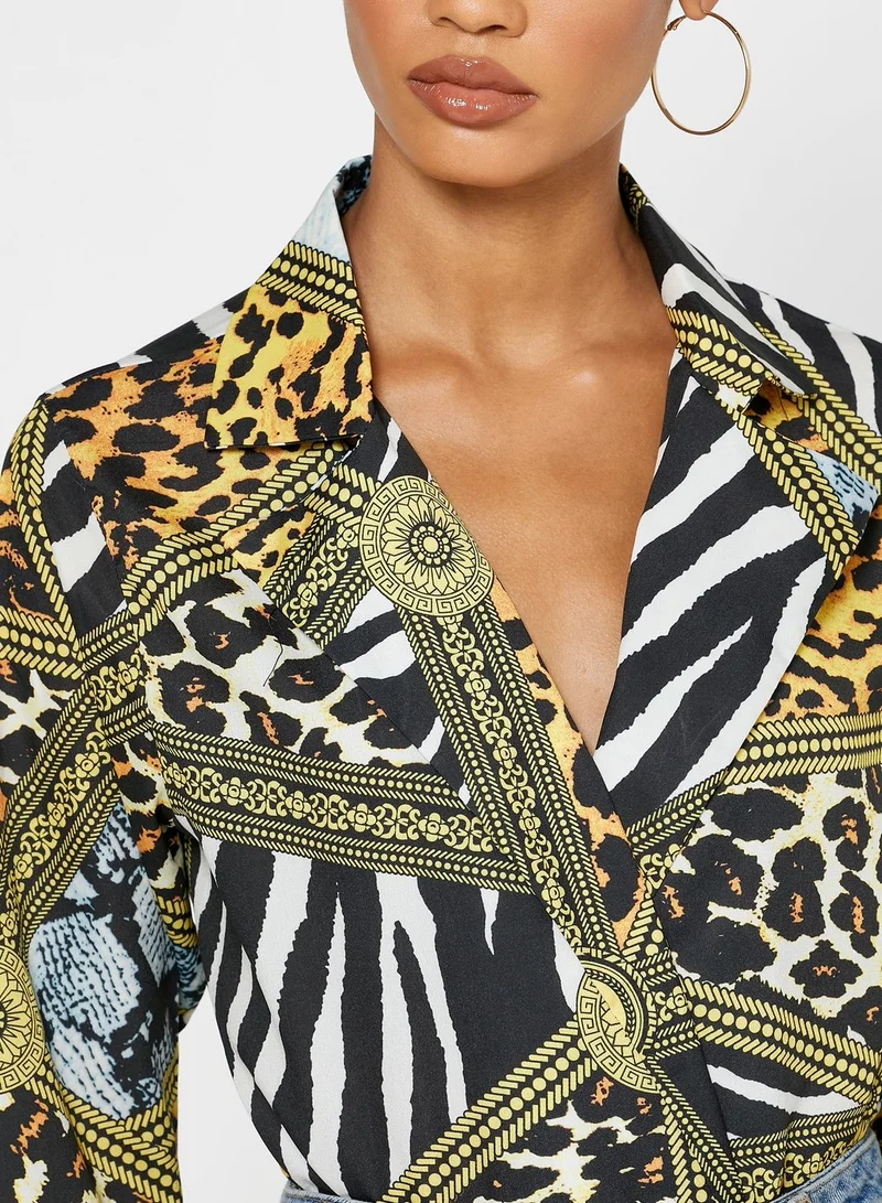 Ginger Snake Print Wrap Front Body
